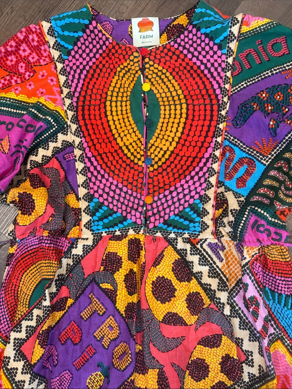 FARM Rio dotted patchwork Midi Dress - Picture 8 of 15